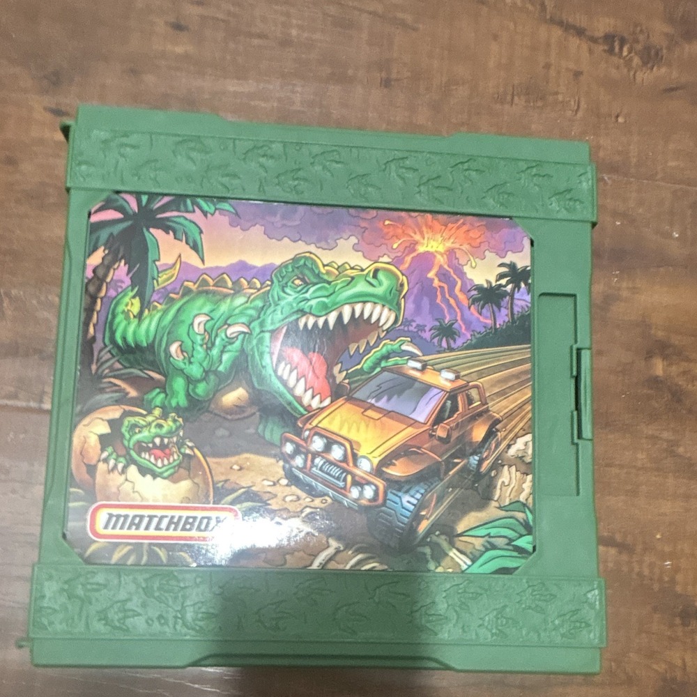 Matchbox Folding Dinosaur Carry Case Diecast Vehicle Play Set Green Plastic